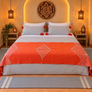 Handmade Grey & Orange Moroccan Bedroom Set by AtlasCrafts